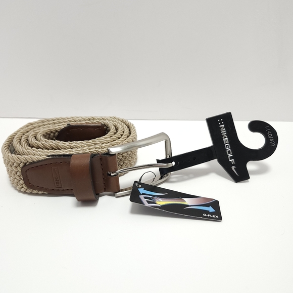 Nike Other - Nike Golf G Flex Woven Stretch Belt Tan Weave Braided Mens